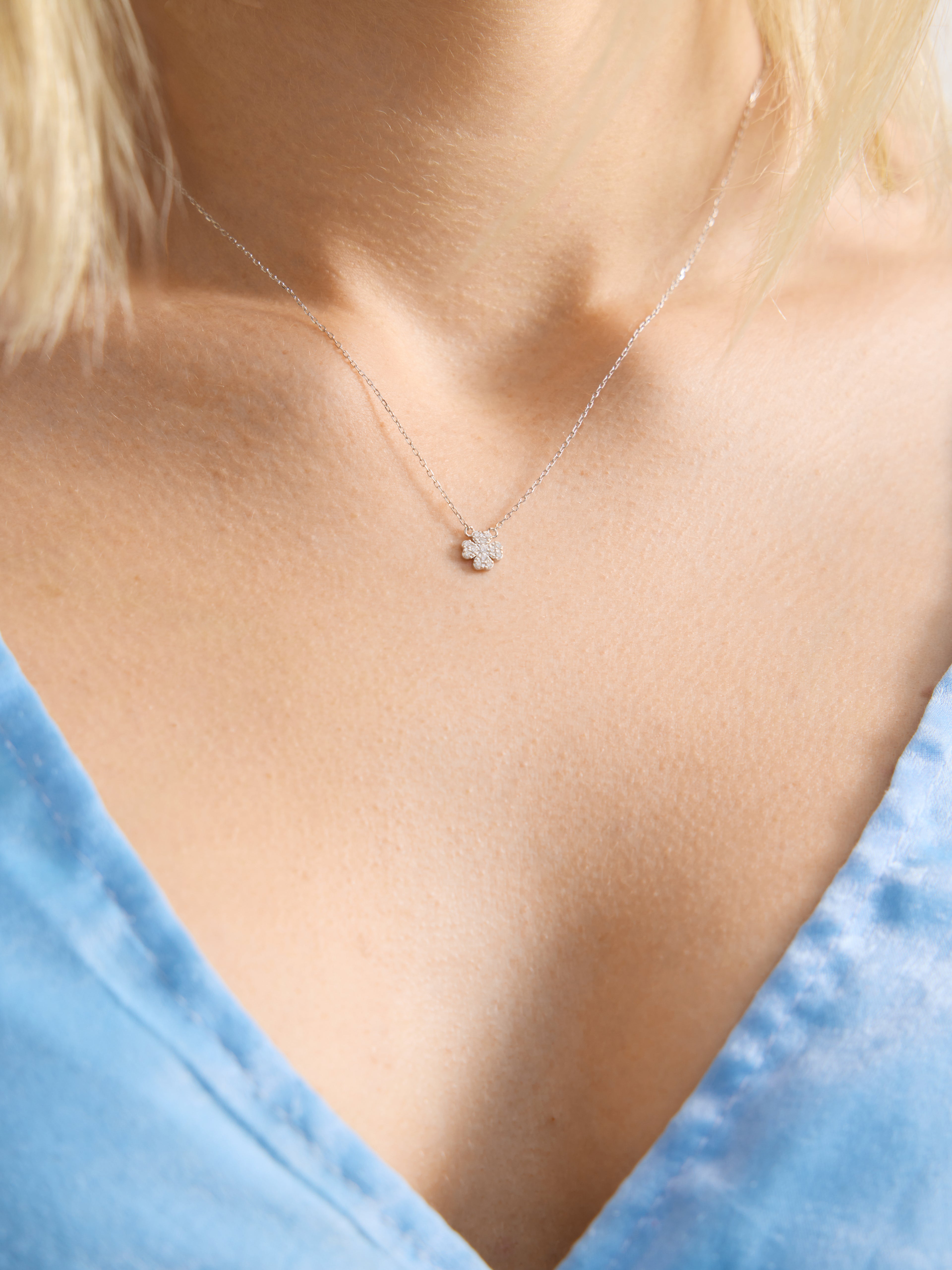 Silver Four-Leaf Clover Necklace