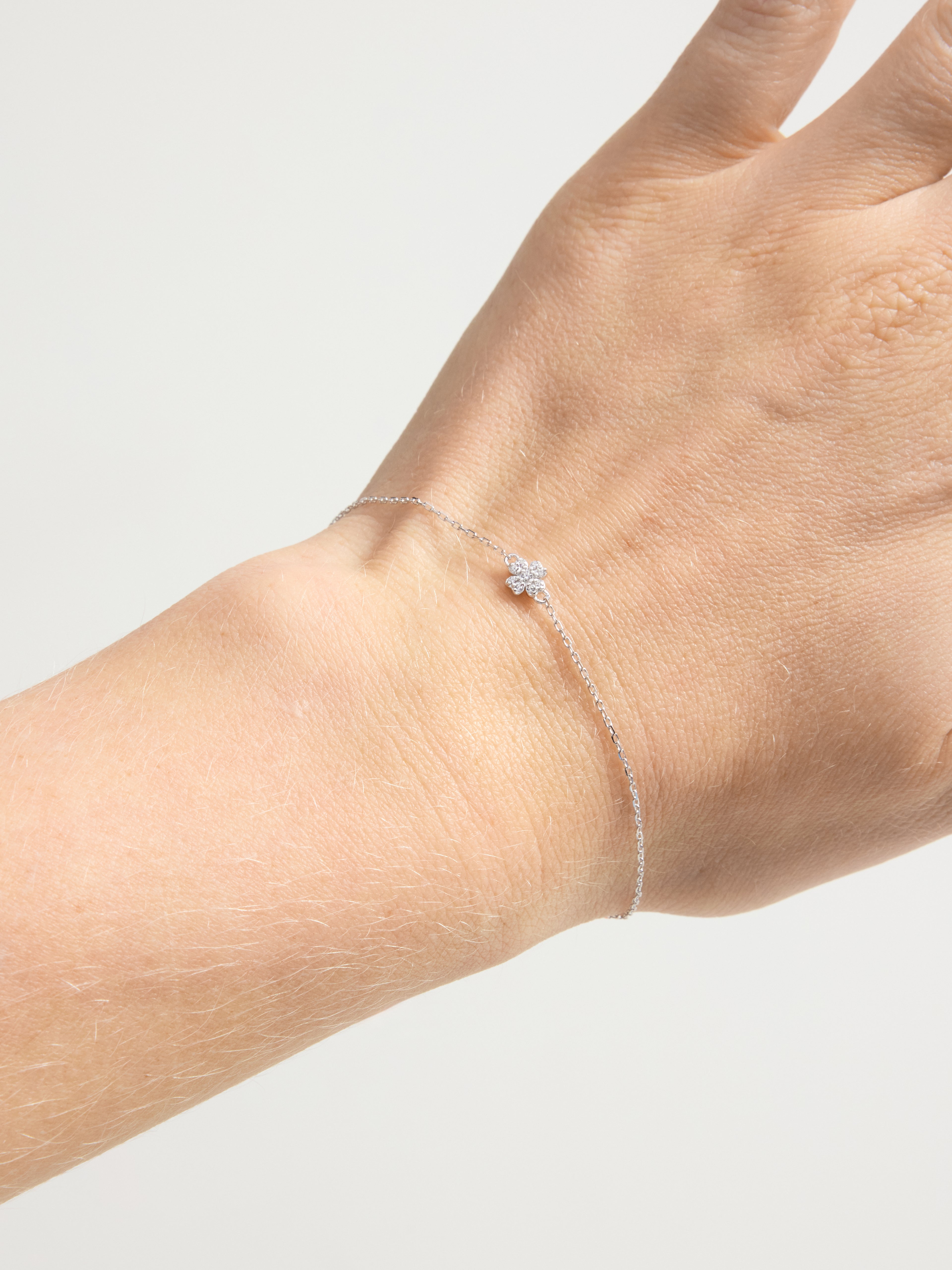 Silver Four-Leaf Clover Bracelet