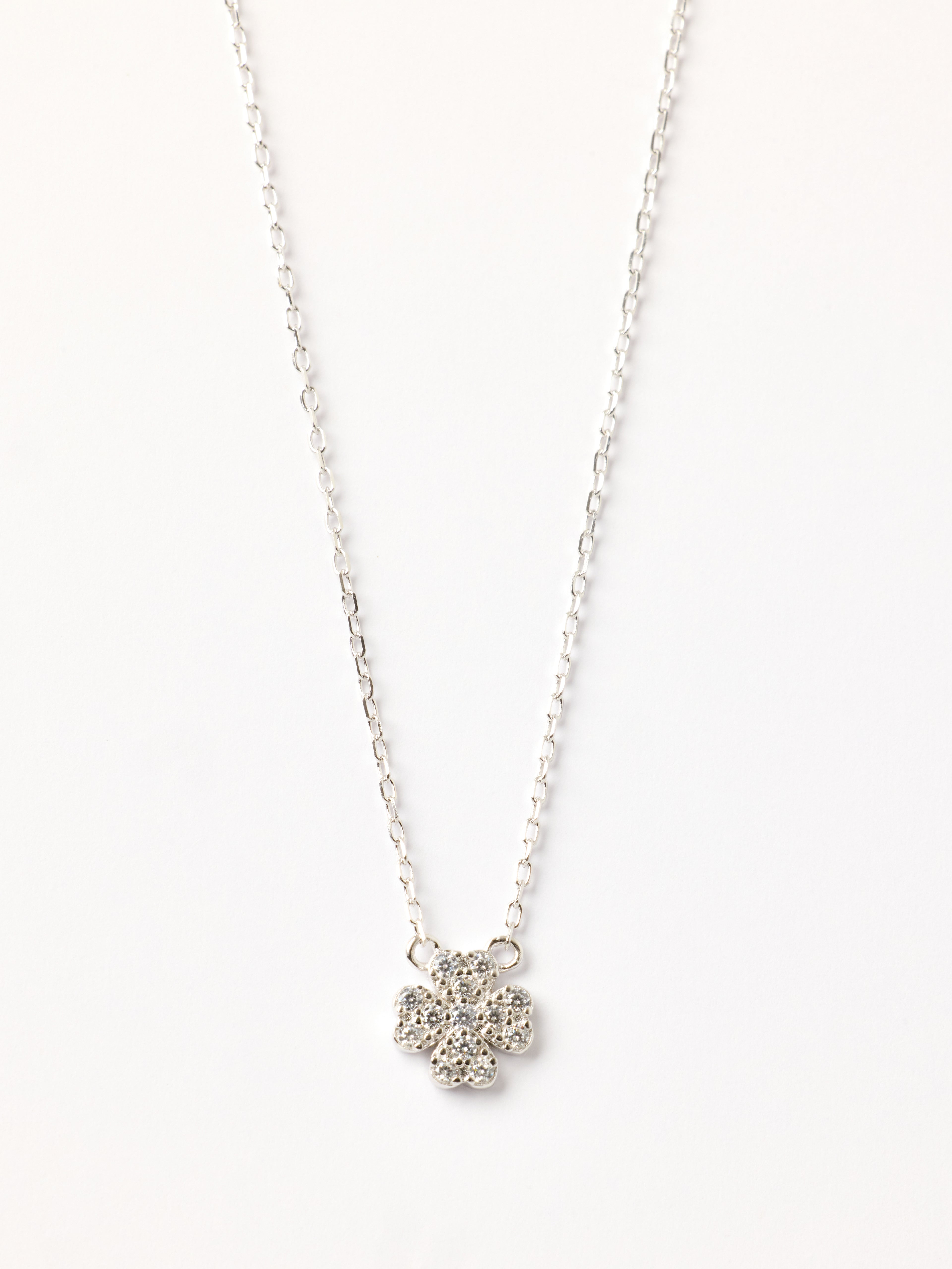 Silver Four-Leaf Clover Necklace
